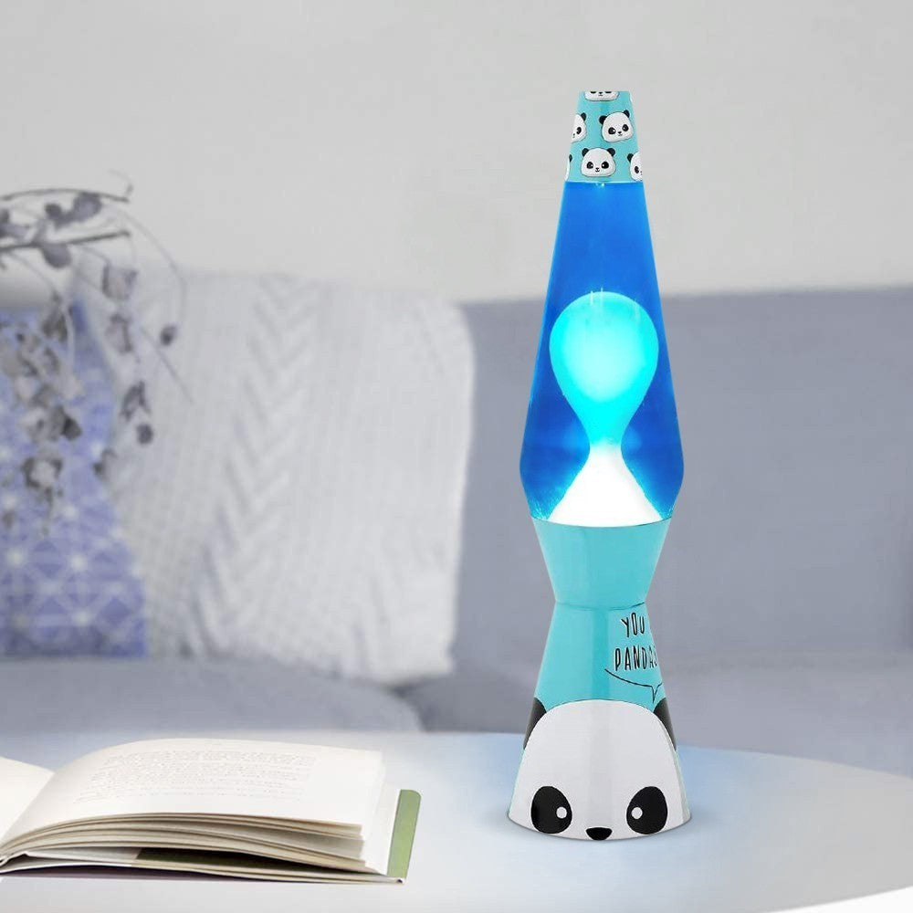 Lampe à lave 40cm XL1775 Base bleue avec Panda et Magma bleu Design moderne