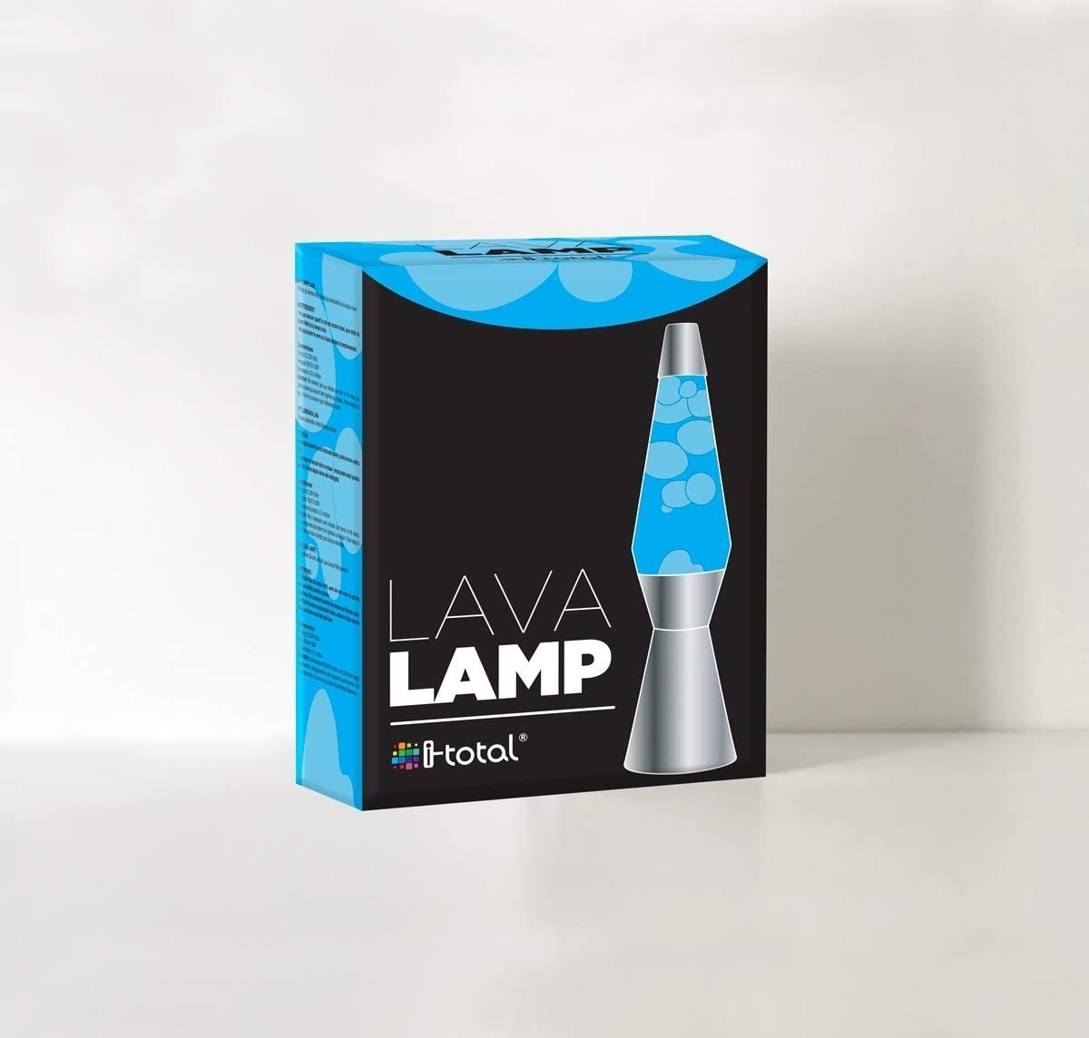 XL1764 Lampe à lave 40cm base argentée magma Paillettes design bleu et blanc