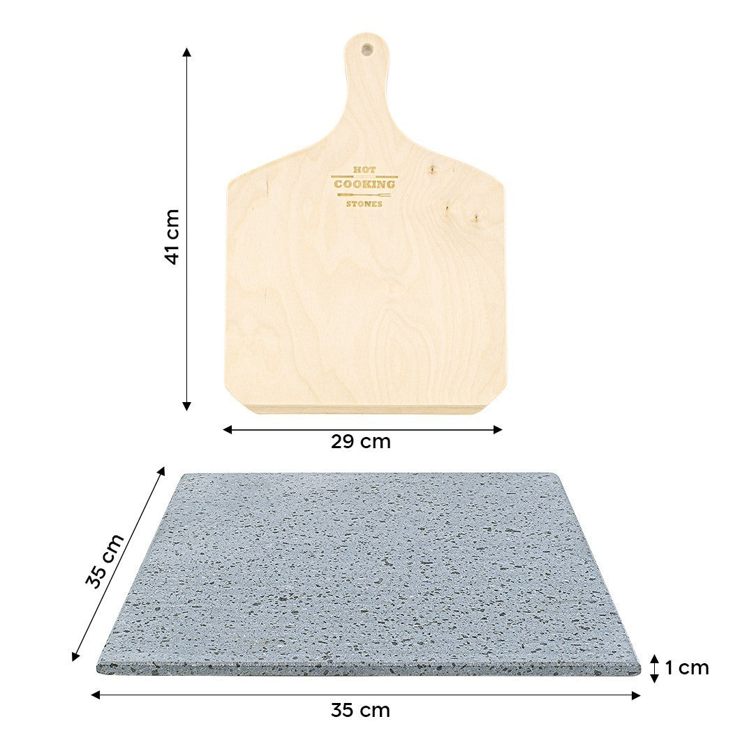 Kit de pizza 35x35cm en pierre de lave 100% naturelle qui cuit en 5 minutes