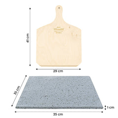 Kit de pizza 35x35cm en pierre de lave 100% naturelle qui cuit en 5 minutes