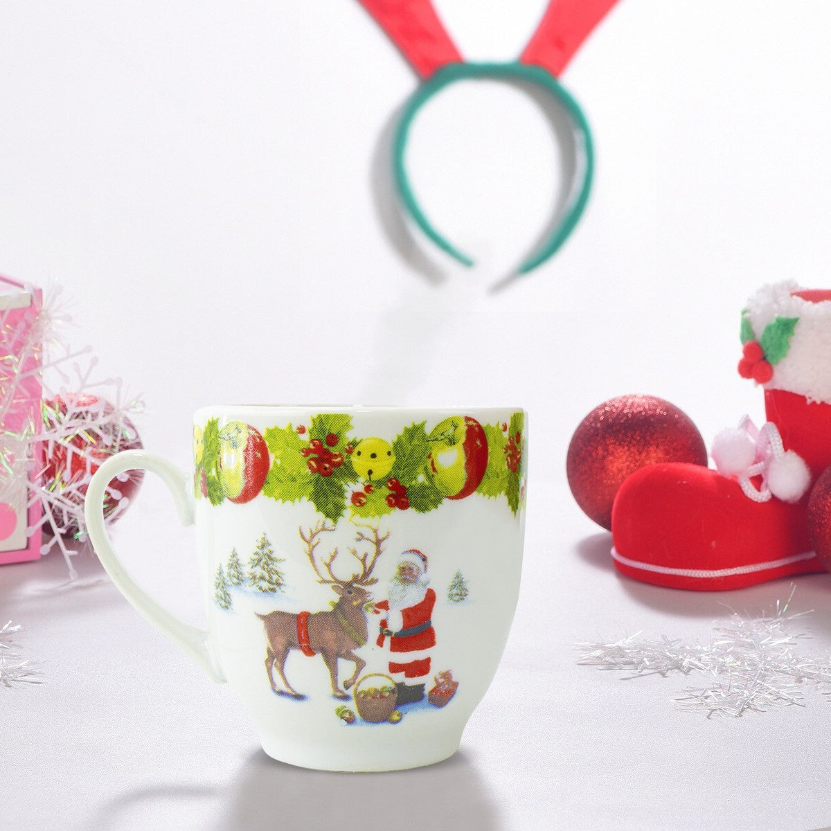 049465 Lot de 6 tasses à café en céramique avec Père Noël et Renne
