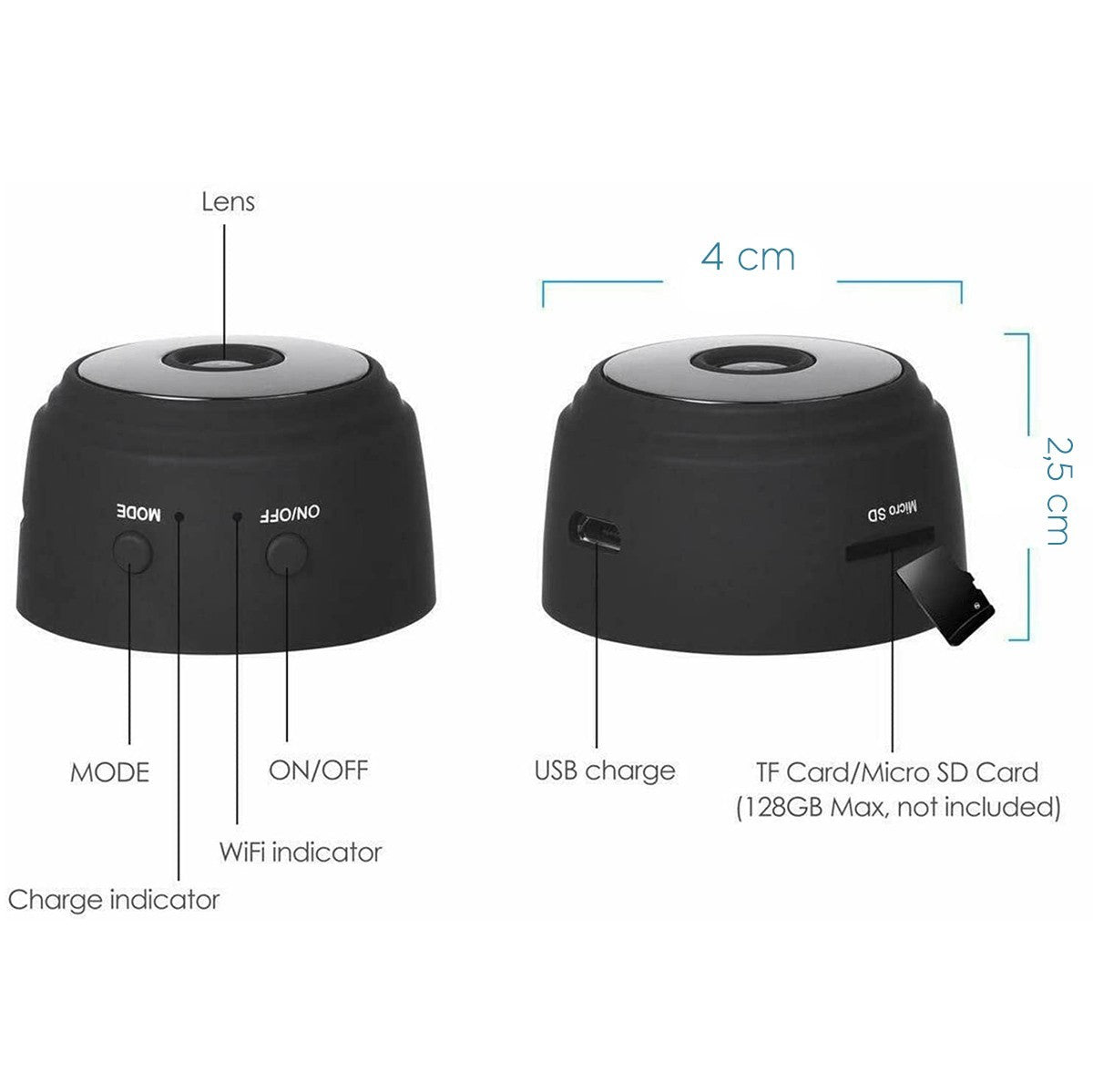 29037 Mini Caméra Wifi HD Sans Fil et Micro Caméra Espion Cachée avec Micro SD