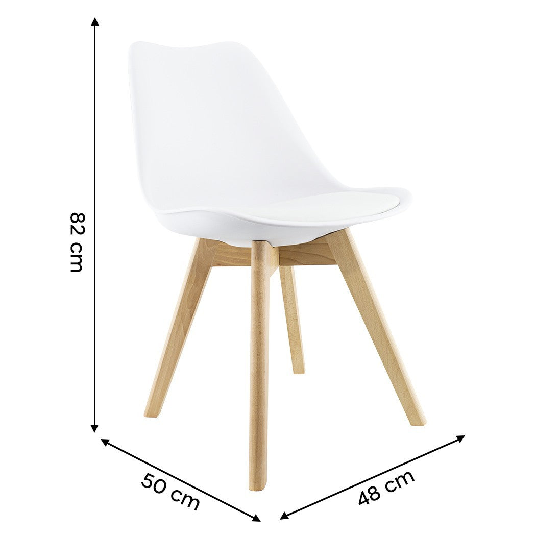 Chaise de salle à manger TULIP pieds en bois et assise souple 48x50x82H