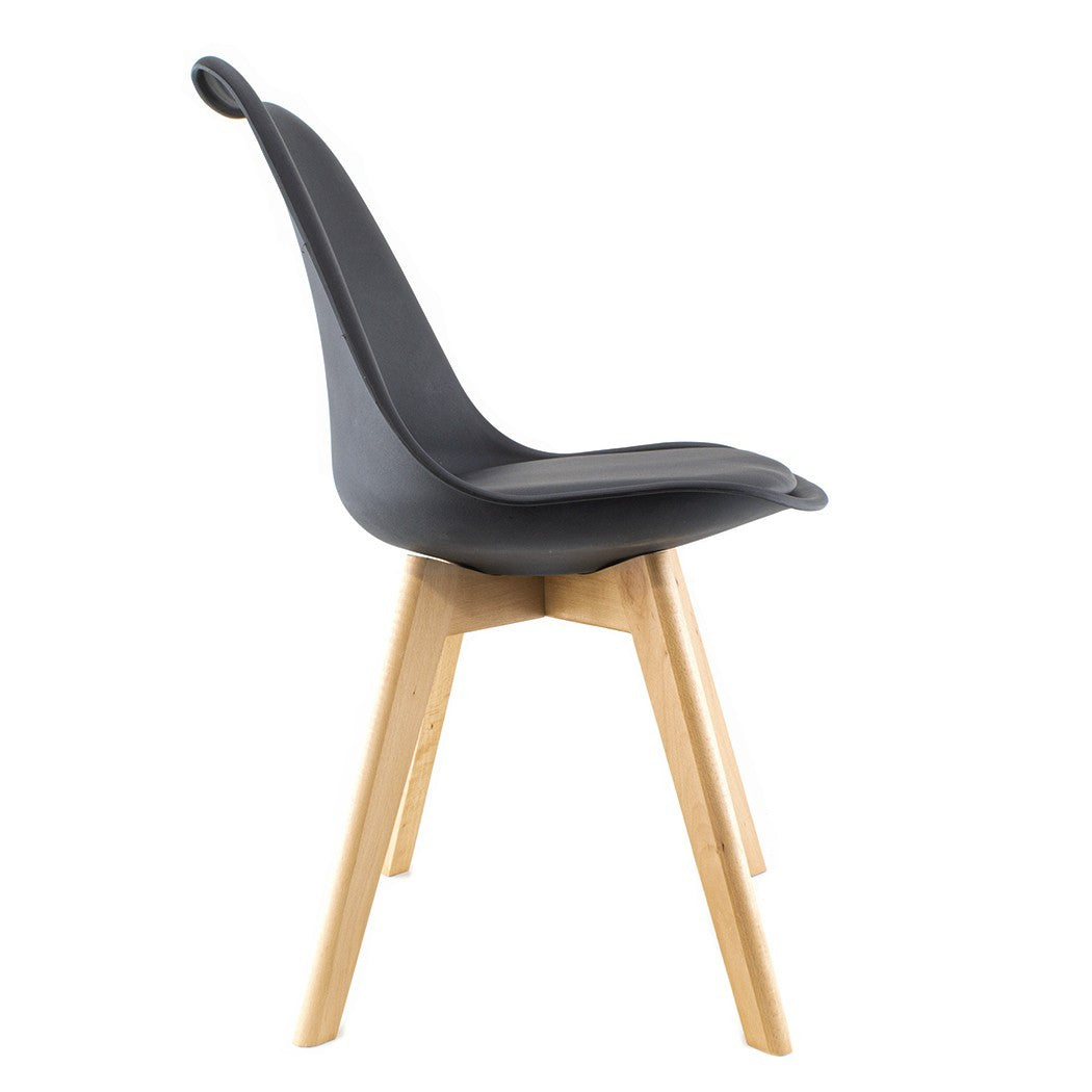 Chaise de salle à manger TULIP pieds en bois et assise souple 48x50x82H