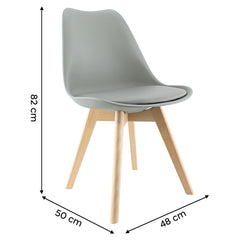 Chaise de salle à manger TULIP pieds en bois et assise souple 48x50x82H