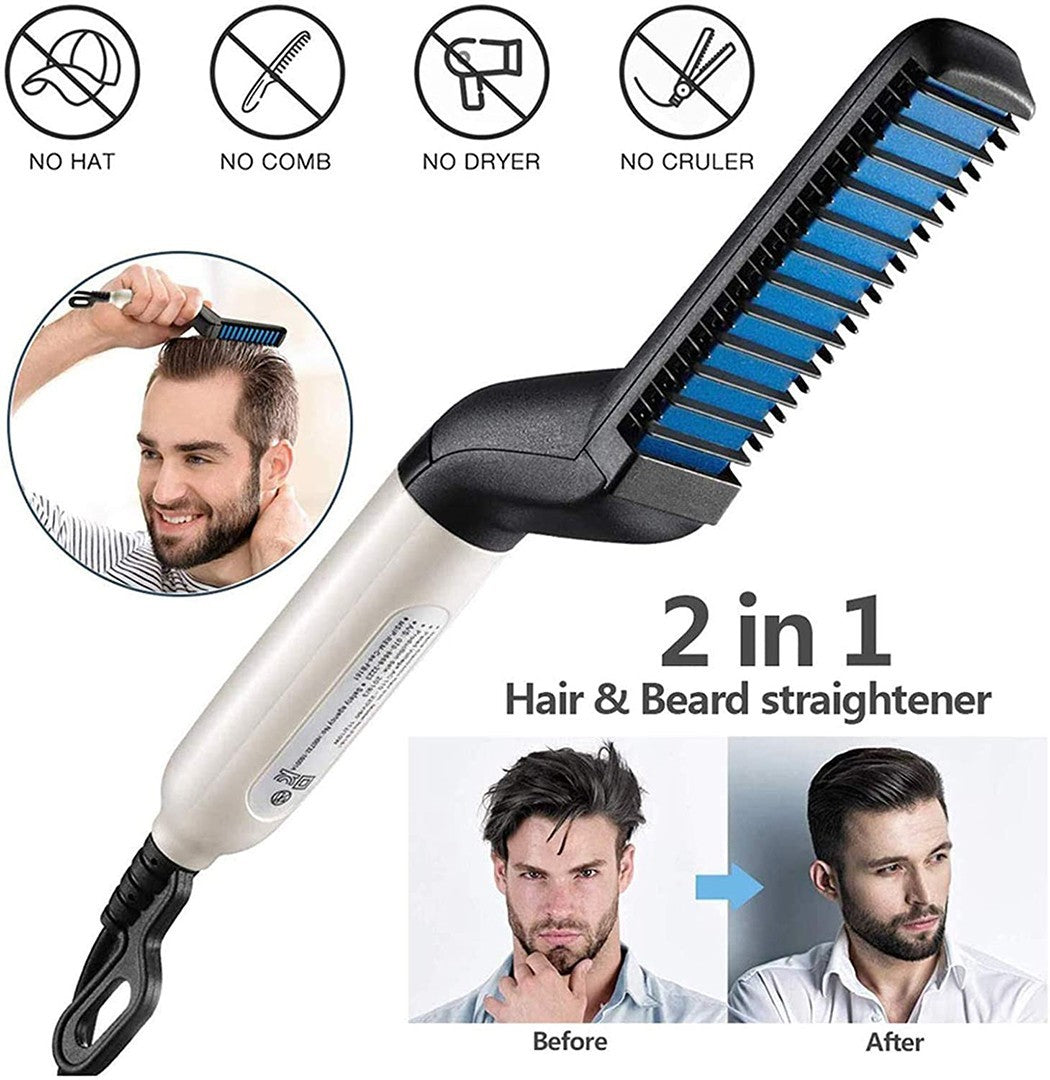 478962 Lisseur et brosse pour barbe et cheveux Peigne modelant 2en1 pour démêler