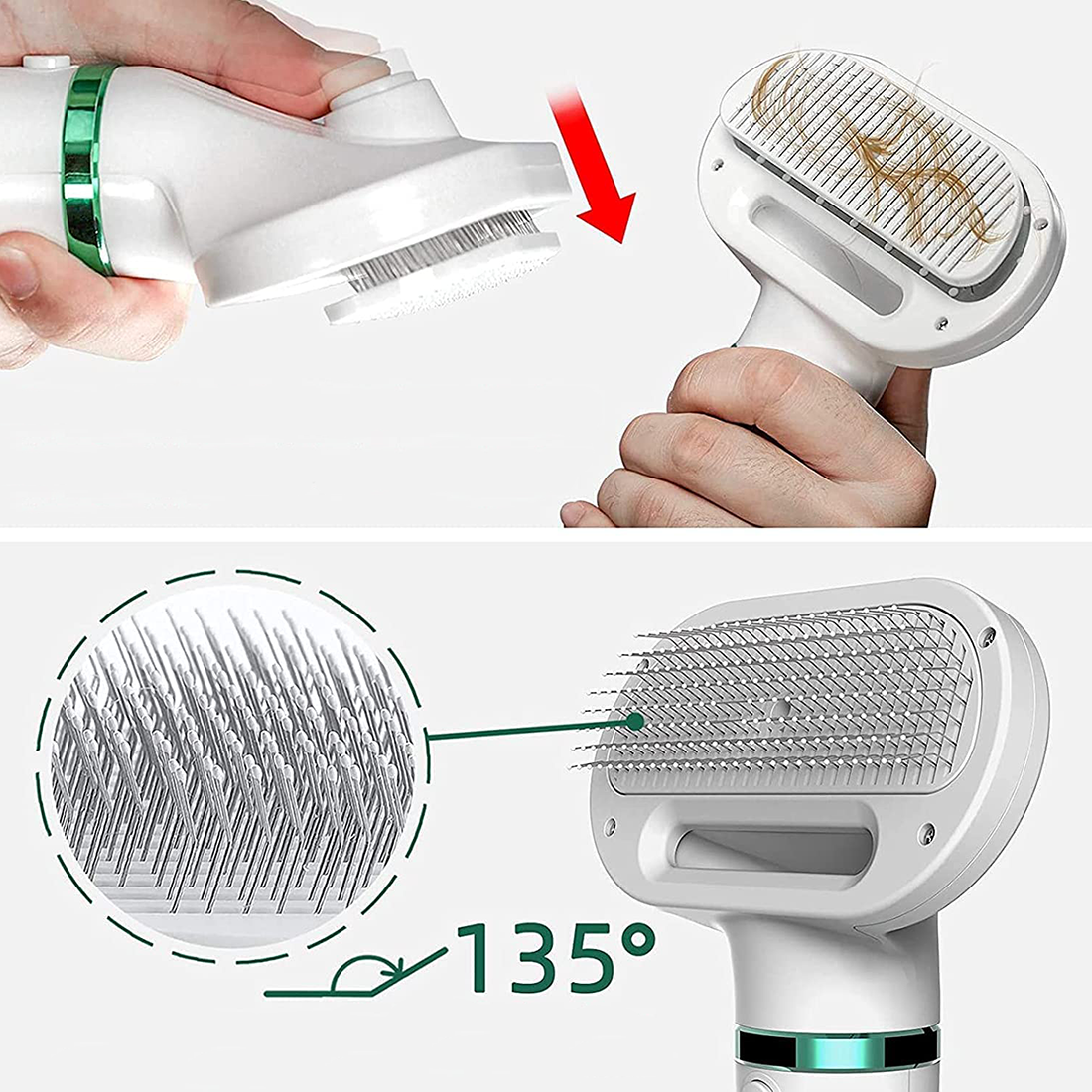 412521 Brosse sèche-cheveux 2en1 ergonomique réglable pour animaux de compagnie