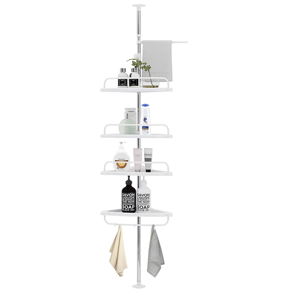 210948 Étagère d'angle télescopique 4 étagères Rangement bain et douche