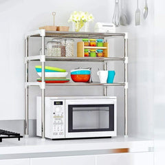 211471 Étagère gain de place pour micro-ondes 3 étagères pour cuisine 60x25x65cm
