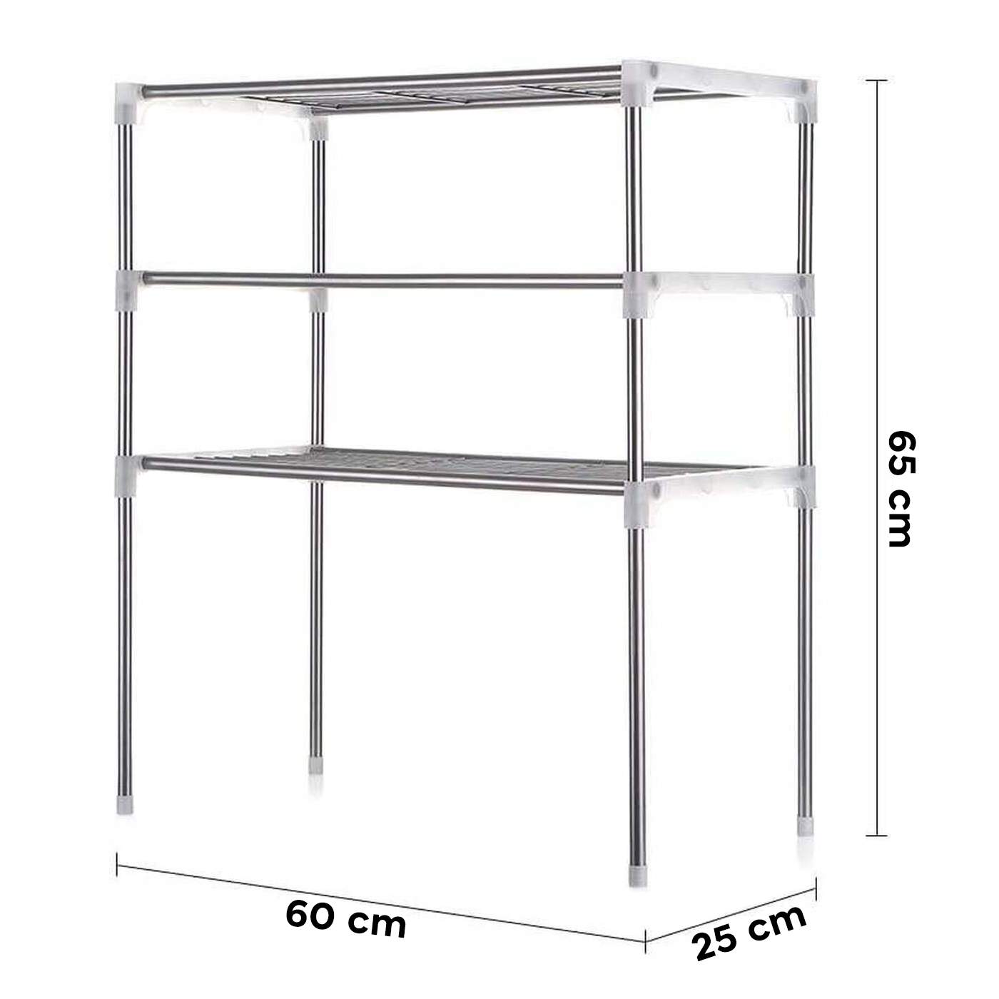 211471 Étagère gain de place pour micro-ondes 3 étagères pour cuisine 60x25x65cm
