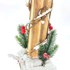 662447 Lanterne de Noël en bois Lanterne enneigée 61cm avec lumière LED chaude
