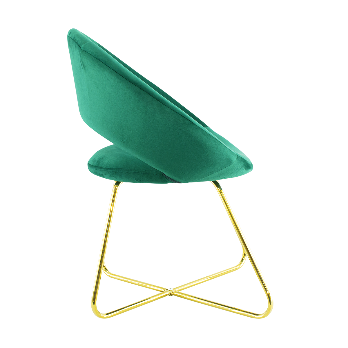 Fauteuil vintage GRETA 66x65x68H cm Chaise effet velours avec pieds dorés