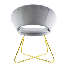 Fauteuil vintage GRETA 66x65x68H cm Chaise effet velours avec pieds dorés