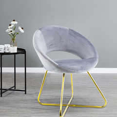 Fauteuil vintage GRETA 66x65x68H cm Chaise effet velours avec pieds dorés
