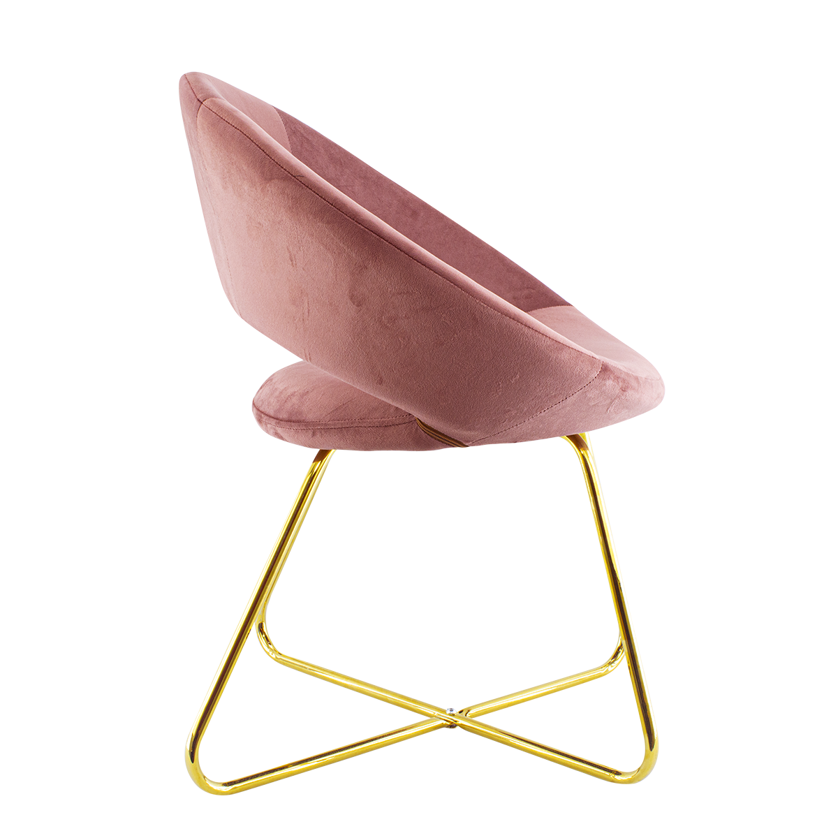 Fauteuil vintage GRETA 66x65x68H cm Chaise effet velours avec pieds dorés