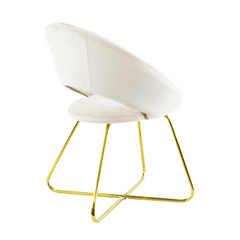 Fauteuil vintage GRETA 66x65x68H cm Chaise effet velours avec pieds dorés
