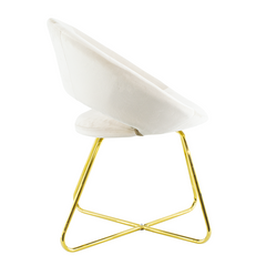 Fauteuil vintage GRETA 66x65x68H cm Chaise effet velours avec pieds dorés