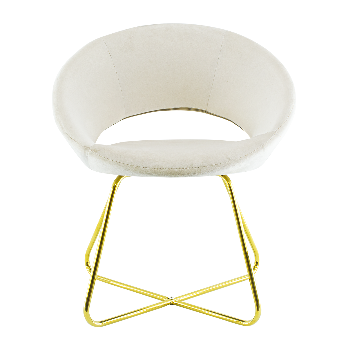 Fauteuil vintage GRETA 66x65x68H cm Chaise effet velours avec pieds dorés