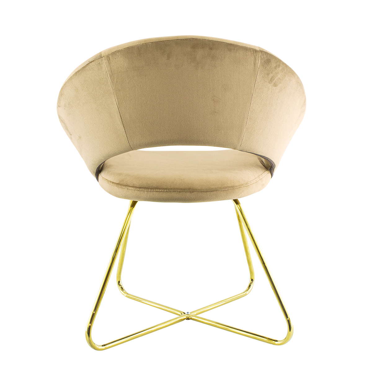Fauteuil vintage GRETA 66x65x68H cm Chaise effet velours avec pieds dorés