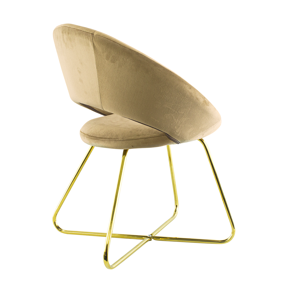 Fauteuil vintage GRETA 66x65x68H cm Chaise effet velours avec pieds dorés