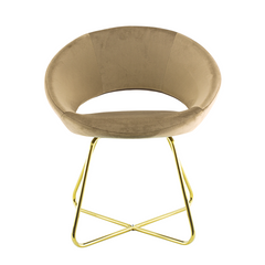 Fauteuil vintage GRETA 66x65x68H cm Chaise effet velours avec pieds dorés
