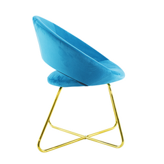 Fauteuil vintage GRETA 66x65x68H cm Chaise effet velours avec pieds dorés