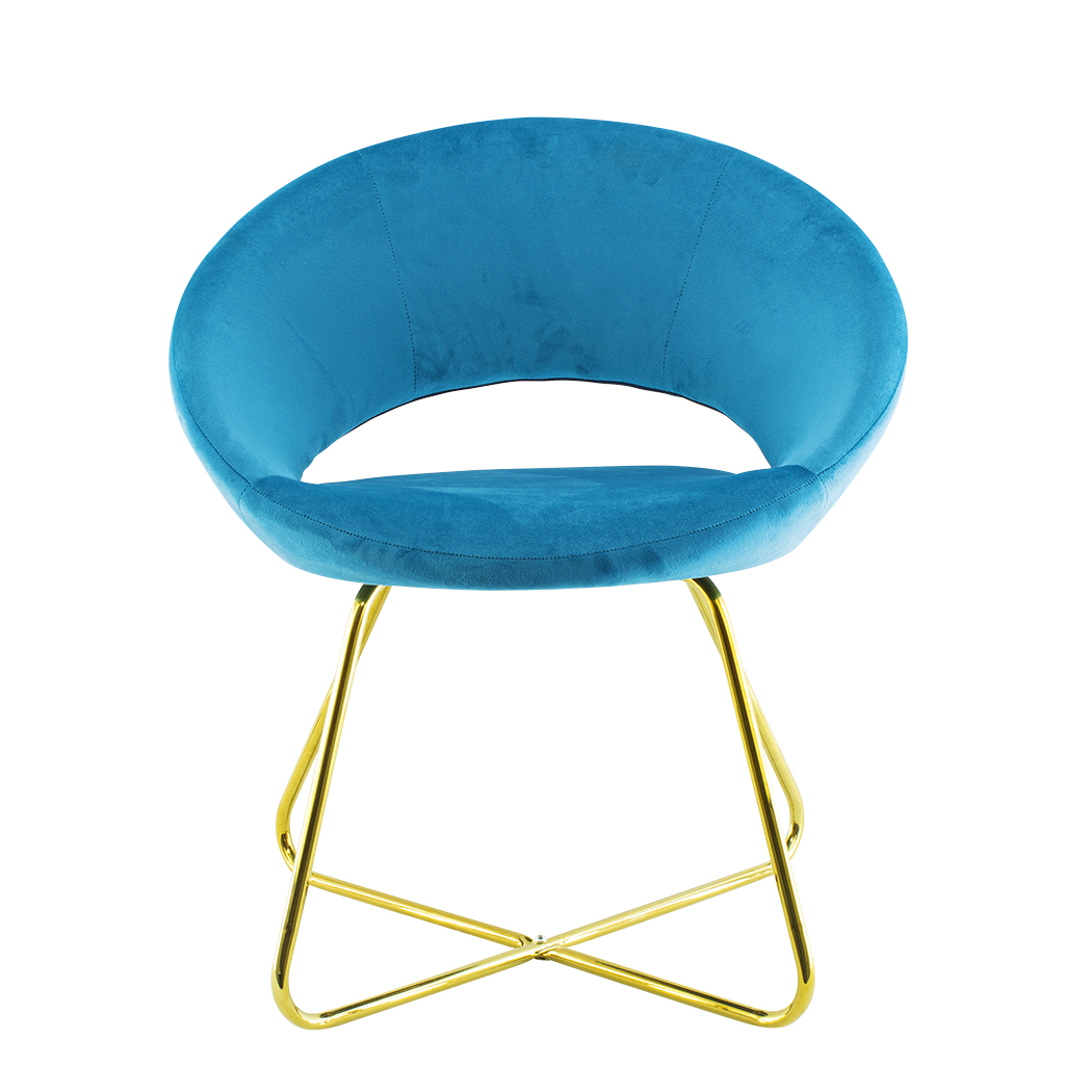 Fauteuil vintage GRETA 66x65x68H cm Chaise effet velours avec pieds dorés