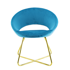 Fauteuil vintage GRETA 66x65x68H cm Chaise effet velours avec pieds dorés