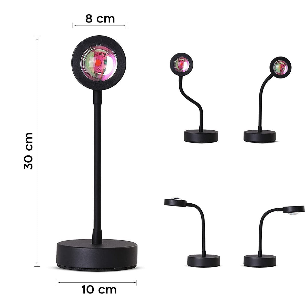 861155 Lampe d'ambiance LED rotative effet coucher de soleil USB