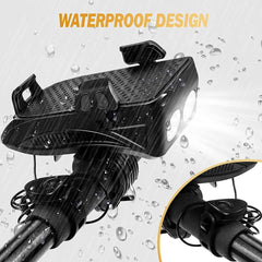 Lampe de poche avec klaxon pour vélo 5W chargement USB et support mobile