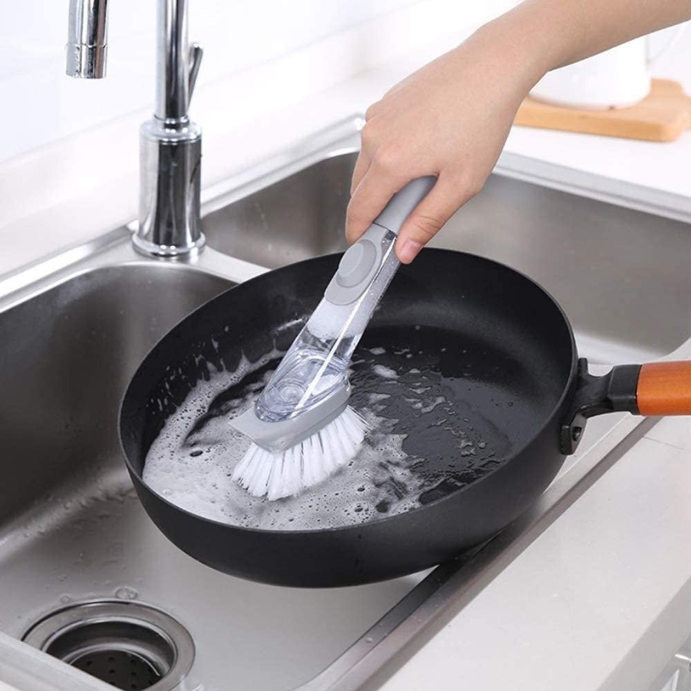 00331 Brosse de lavage avec distributeur de savon éponge pour vaisselle