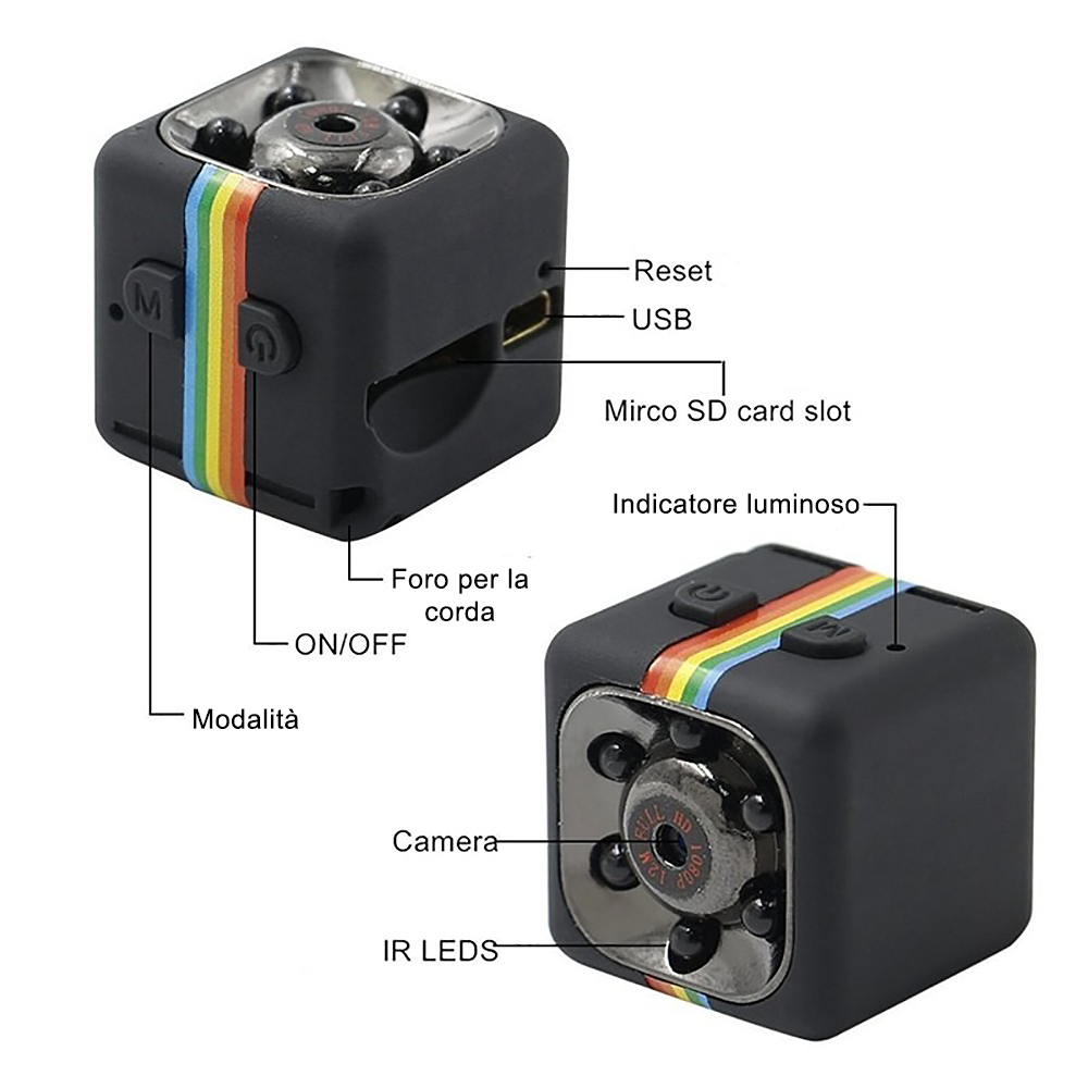 Mini Caméra Vidéo HD Cachée Microphone SQ11 et Caméra de Vision Nocturne 1080P