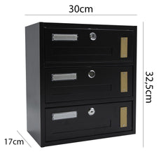 Bloc de 3 boîte aux lettres Iron Black Art MWS1 25x39x36 cm