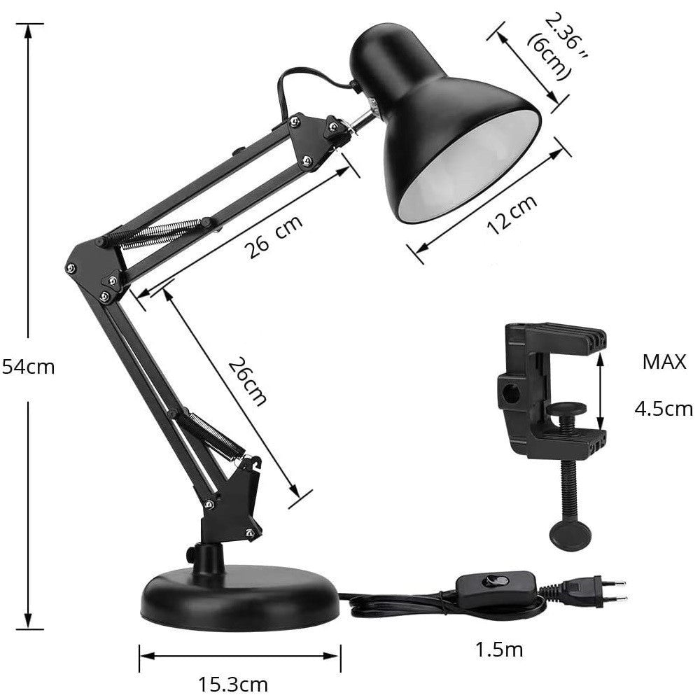 72507 Lampe de bureau métal 2 en 1 avec bras flexible et clip