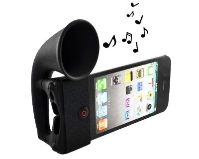 Haut Parleur pour iPhone 3G 3GS 4 4s en silicone noir en forme de corne 