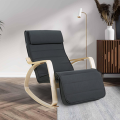 Fauteuil à bascule FREYA 67X90X100 cm avec repose-pieds et réglable 5 positions