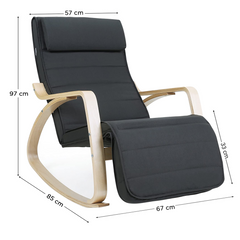 Fauteuil à bascule FREYA 67X90X100 cm avec repose-pieds et réglable 5 positions