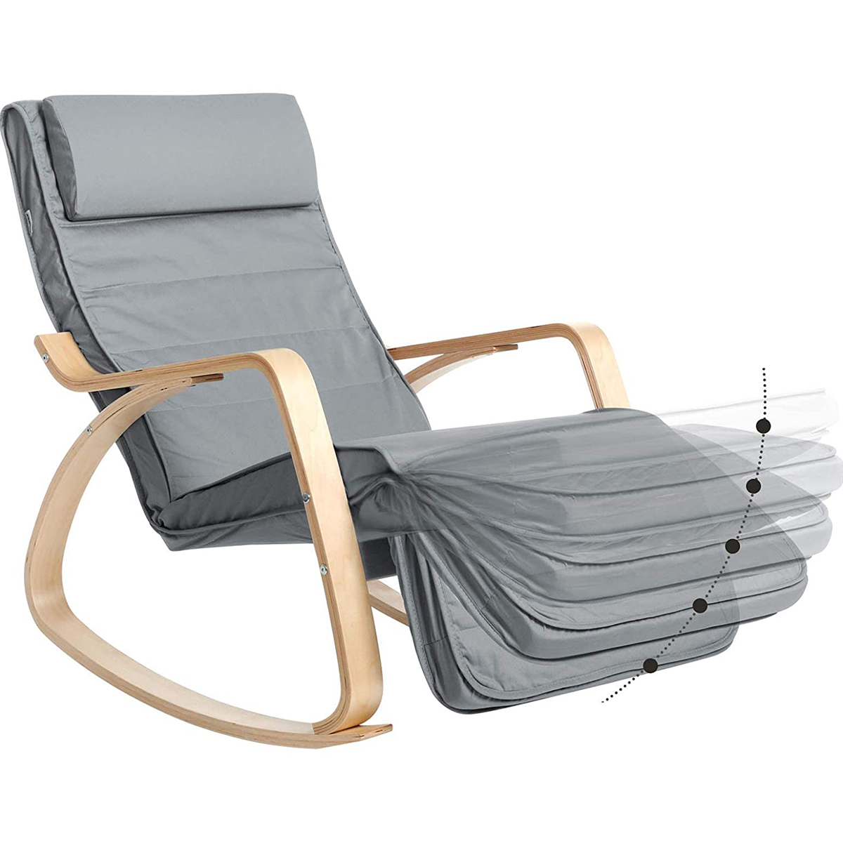 Fauteuil à bascule FREYA 67X90X100 cm avec repose-pieds et réglable 5 positions
