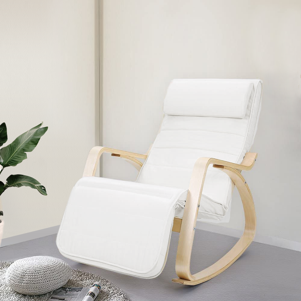 Fauteuil à bascule FREYA 67X90X100 cm avec repose-pieds et réglable 5 positions