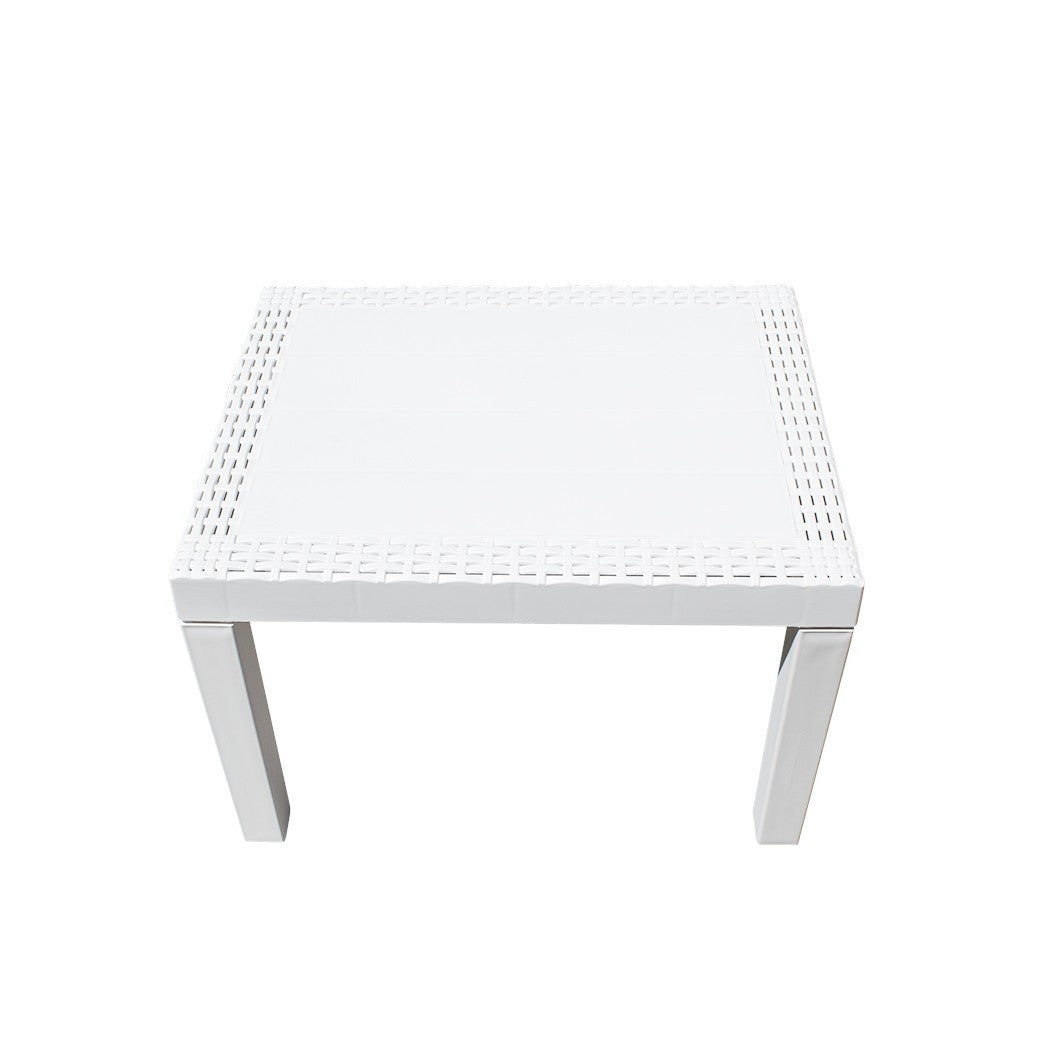 Salon intérieur ou extérieur AKITA Polyrattan blanc 2 fauteuils et table basse