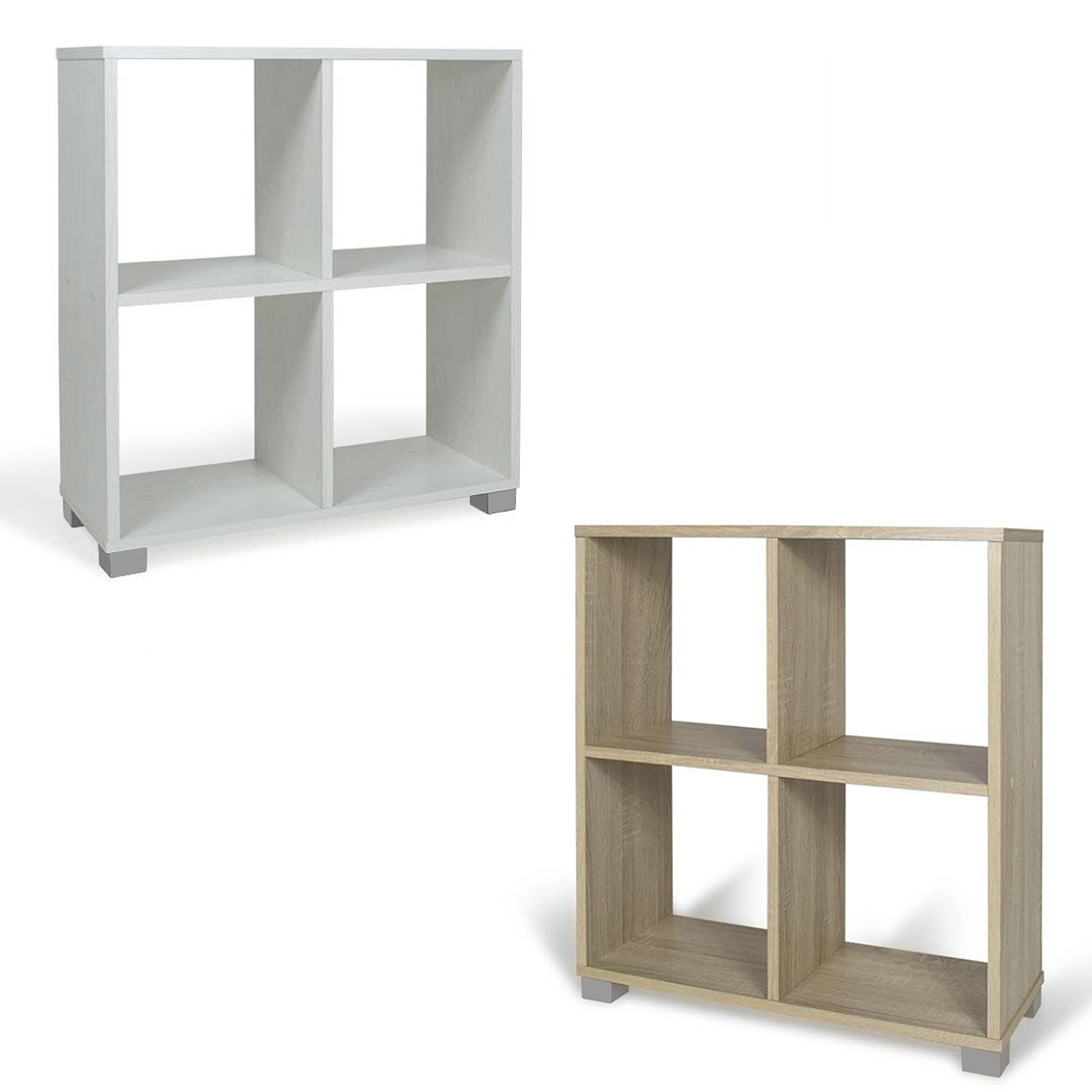 Bibliothèque Étagère En Bois 4 Cubes Art.106 Rangement 63X24X68H Cm