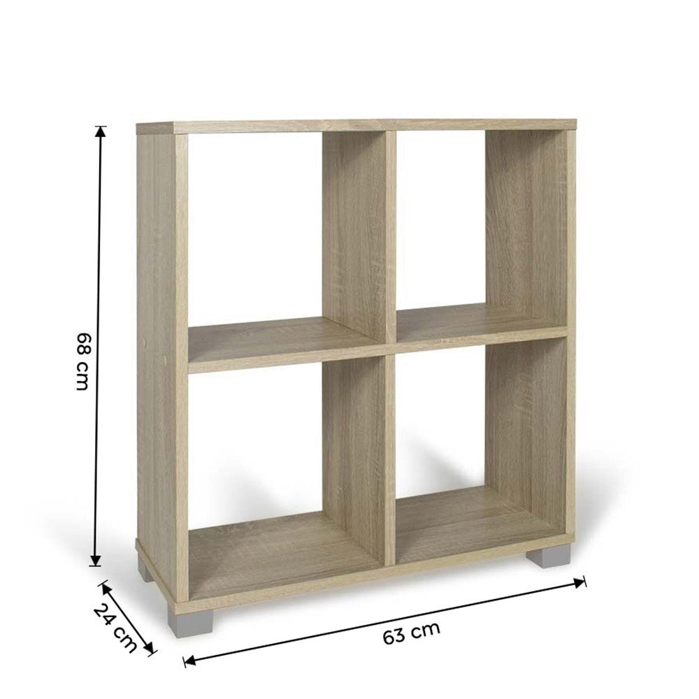 Bibliothèque Étagère En Bois 4 Cubes Art.106 Rangement 63X24X68H Cm