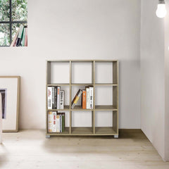 Bibliothèque étagère en bois 9 Cubes Art.109 Stockage 90x24x99,5H Cm