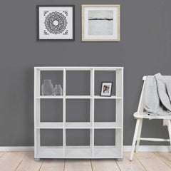 Bibliothèque étagère en bois 9 Cubes Art.109 Stockage 90x24x99,5H Cm
