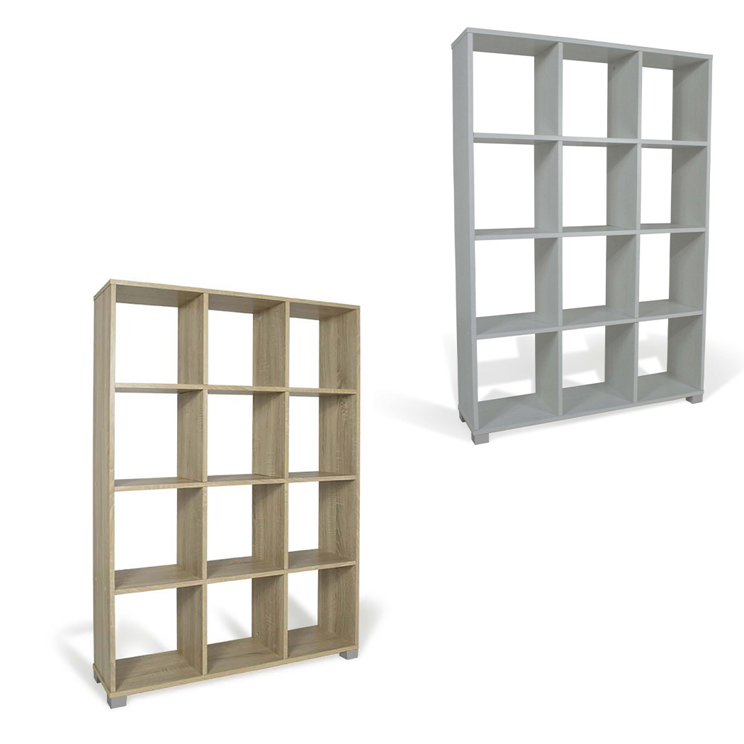 Art.111 Étagère Bibliothèque 12 Étagères de Rangement en Bois 90x24x131Hcm