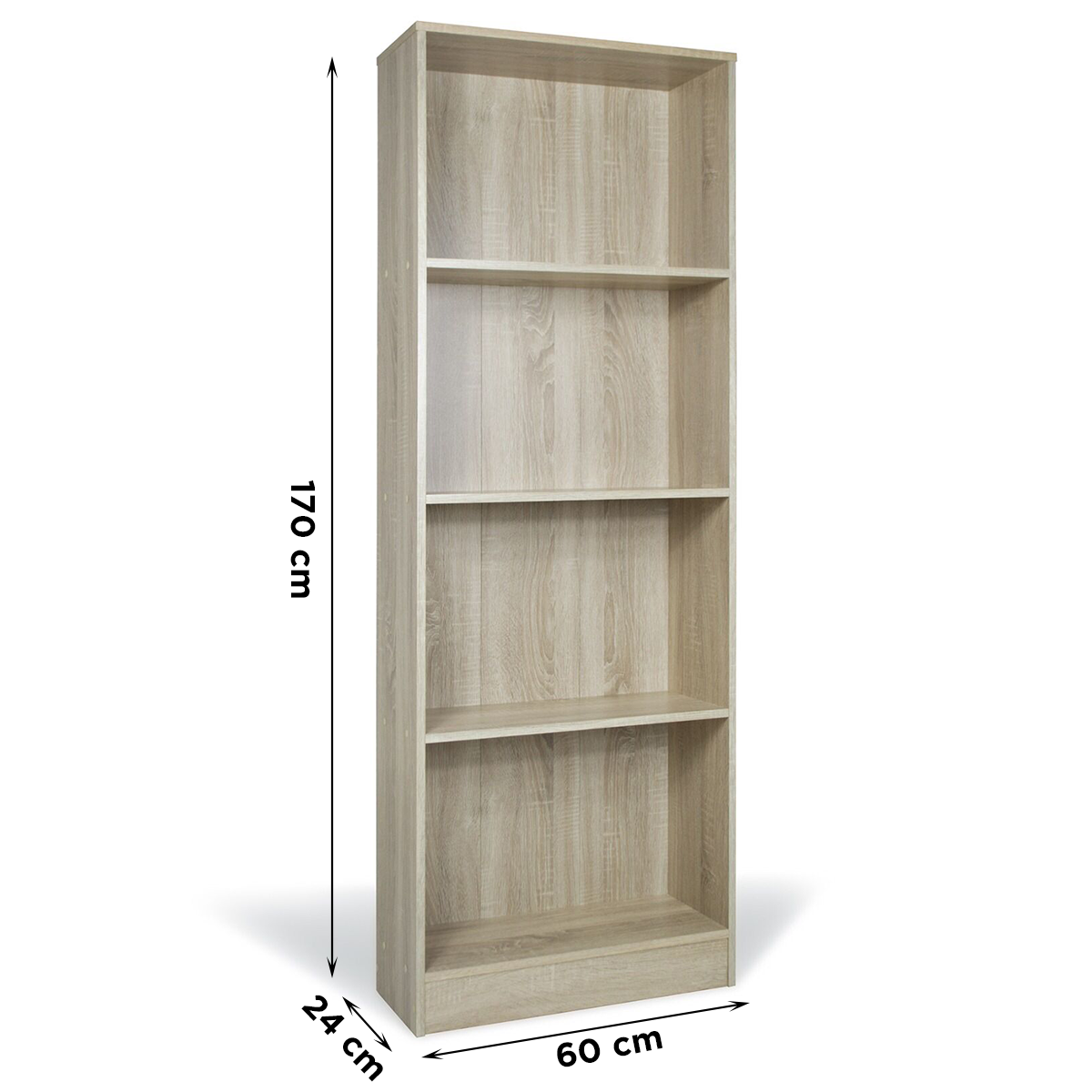 Bibliothèque verticale avec 4 étagères en bois Art.112 60x24x170H