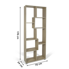 Bibliothèque en bois 8 étagères de rangement Art.114 70x24x178H