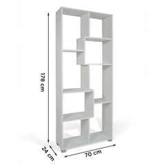 Bibliothèque en bois 8 étagères de rangement Art.114 70x24x178H