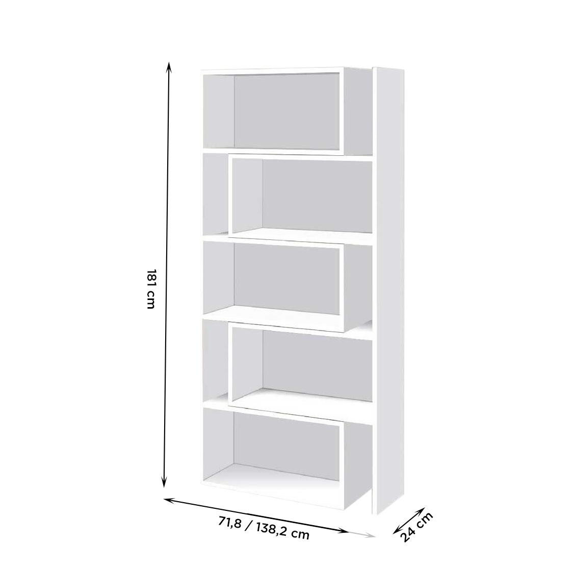 Art.CR16 Bibliothèque extensible 5 à 10 compartiments en bois 181H cm