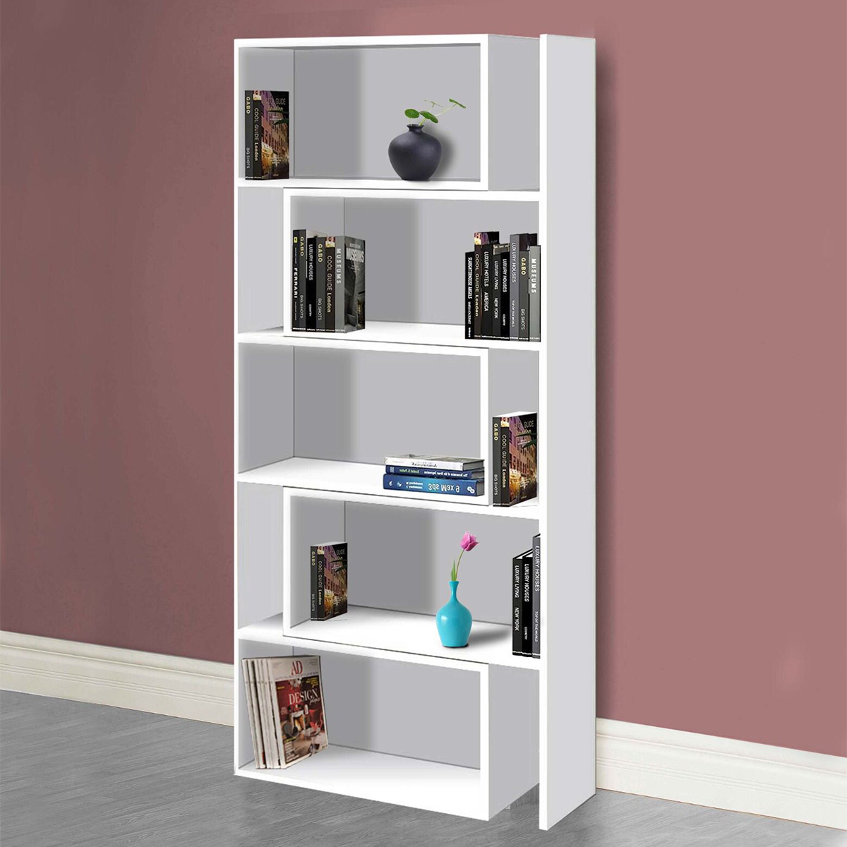 Art.CR16 Bibliothèque extensible 5 à 10 compartiments en bois 181H cm